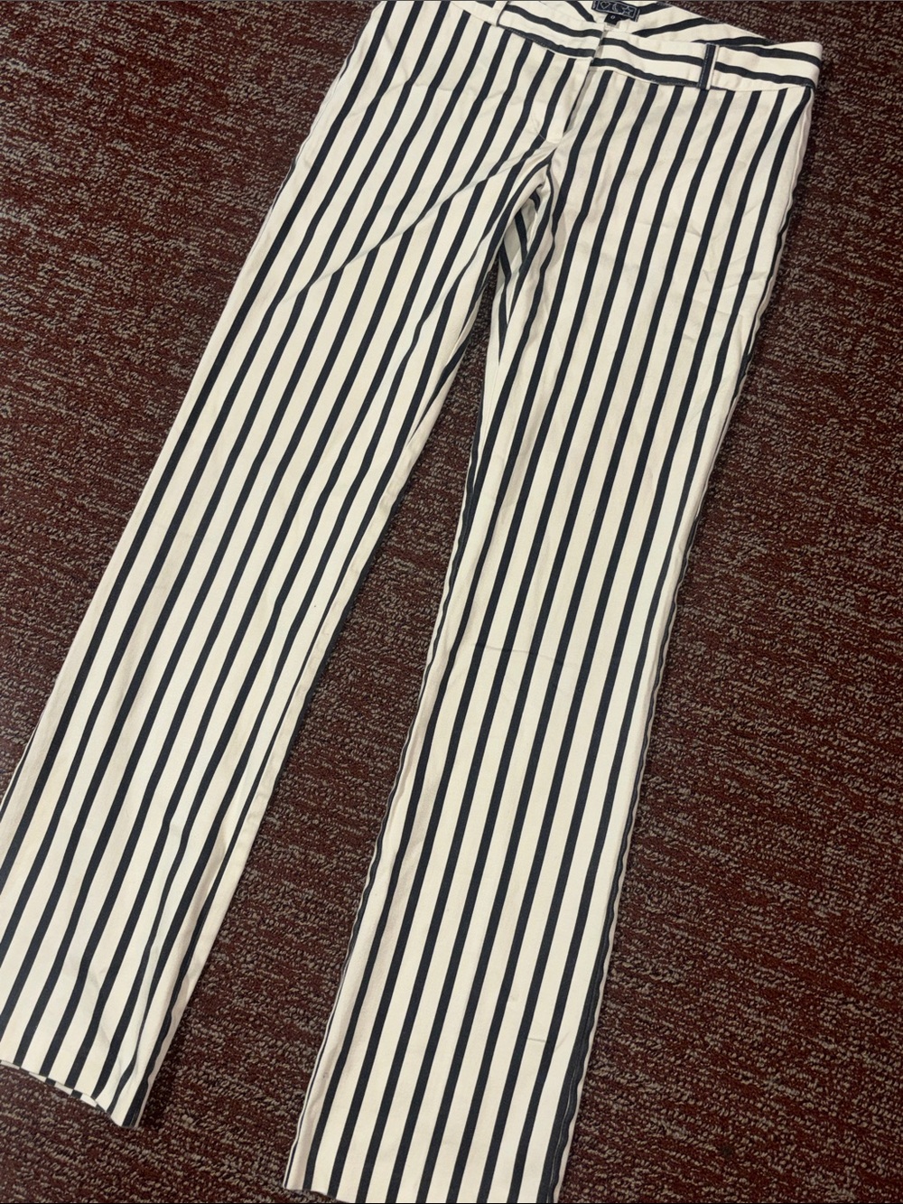 Y2k low rise straight leg pant business casual trouser navy/white preppy coastal